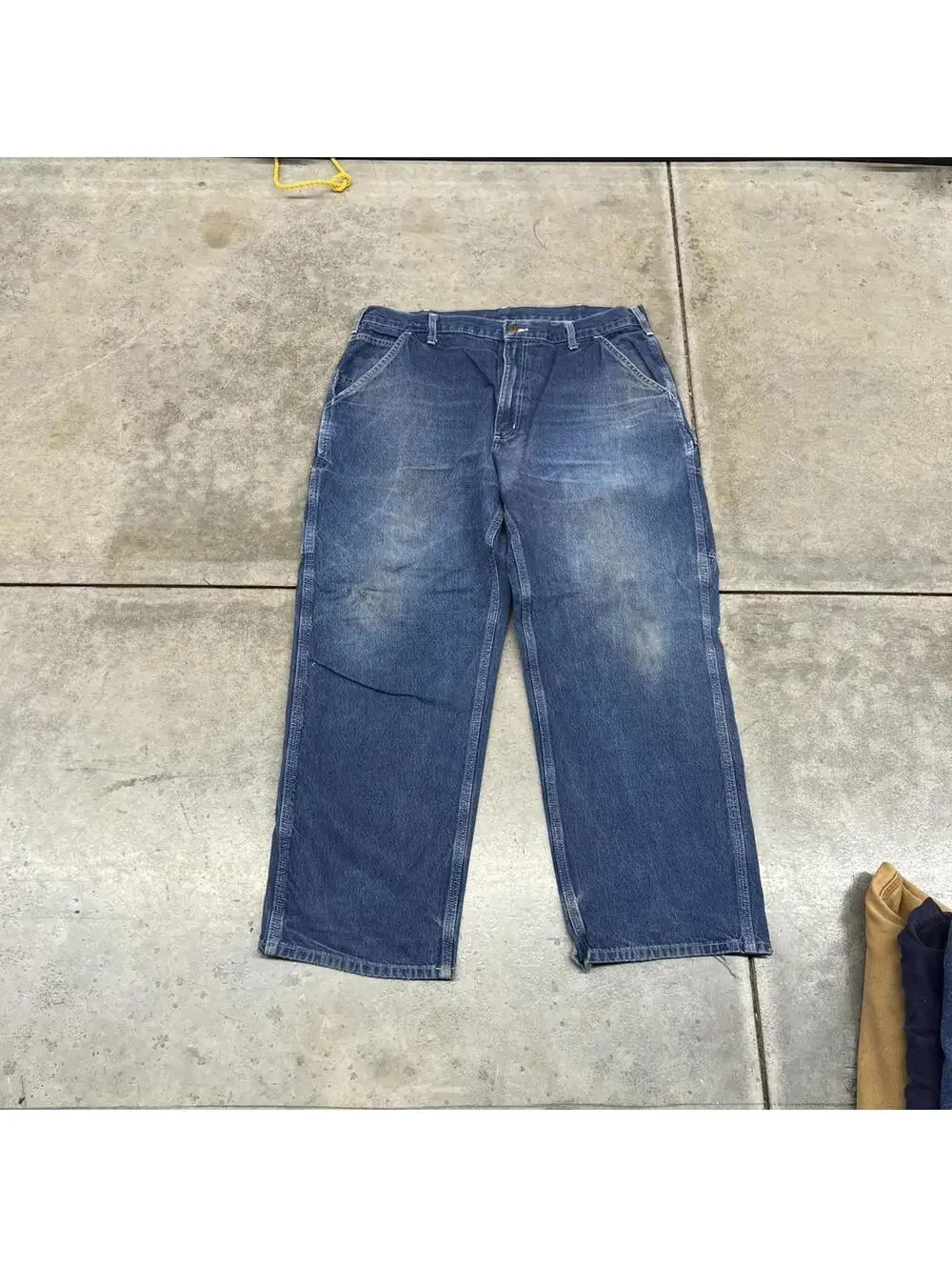 vintage carhartt faded blue relaxed baggy dungaree fit jeans size 38 x 30
